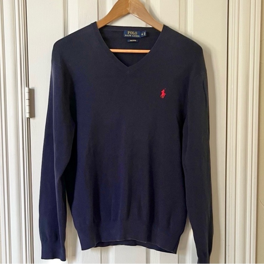 [M] Polo by Ralph Lauren Men's Navy Cotton Sweater